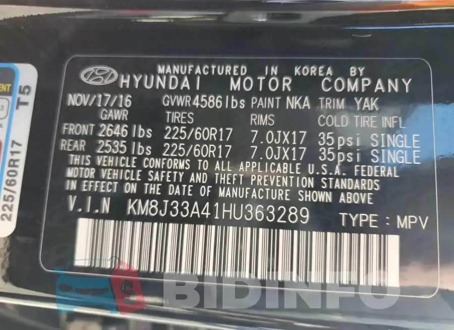 KM8J33A41HU363289 Photo# 13