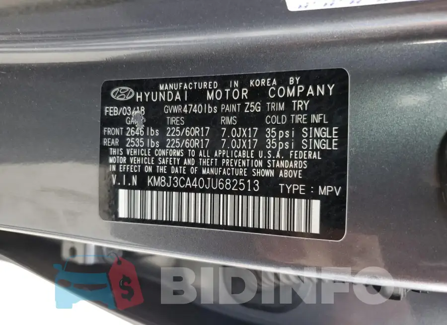 KM8J3CA40JU682513 Photo# 14