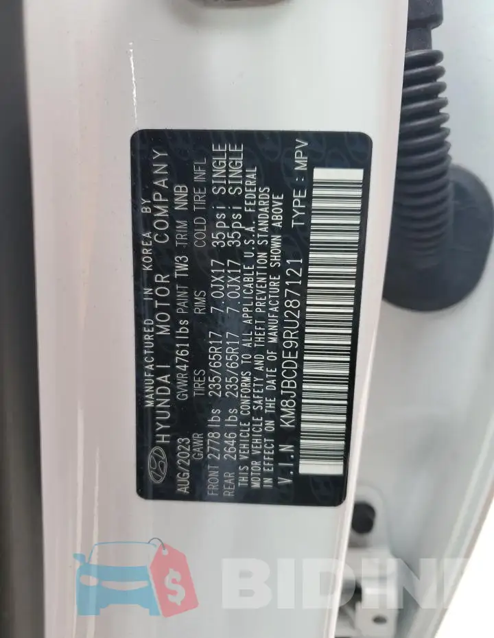 KM8JBCDE9RU287121 Photo# 14