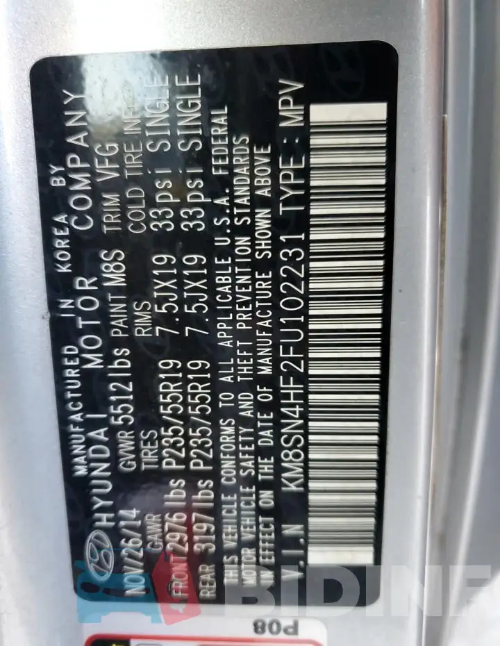 KM8SN4HF2FU102231 Photo# 13