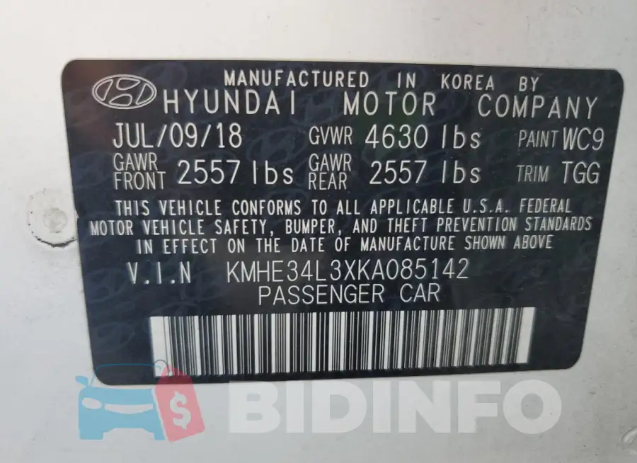 KMHE34L3XKA085142 Photo# 12