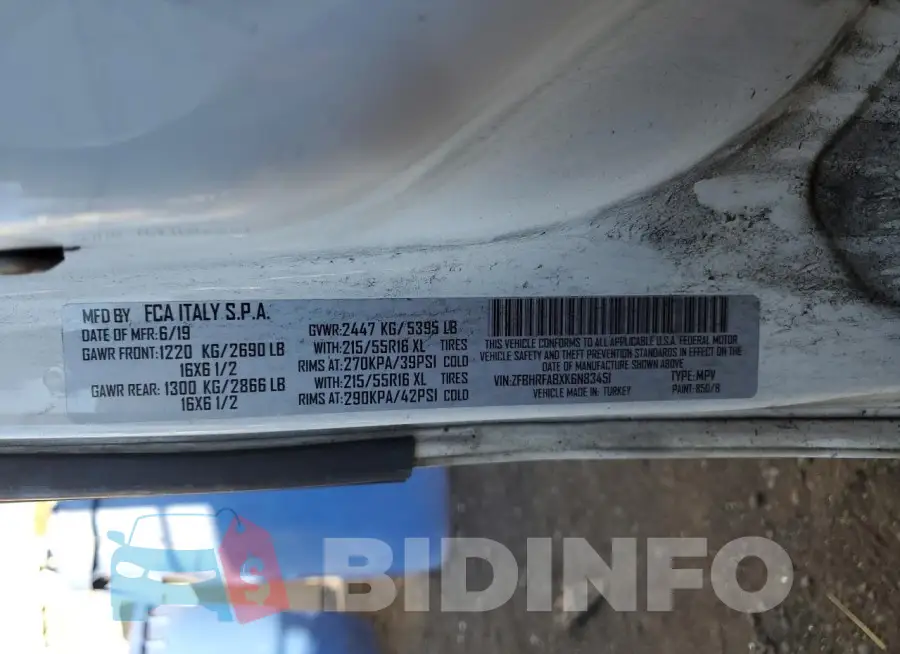 ZFBHRFABXK6N83451 Photo# 13