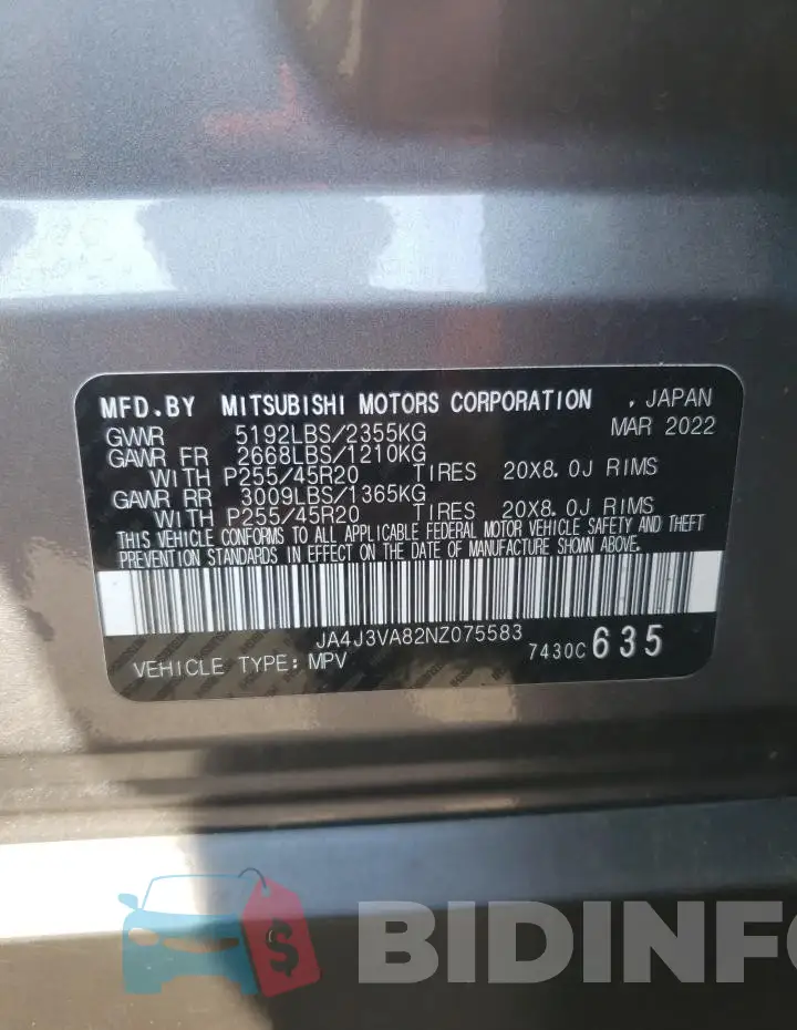 JA4J3VA82NZ075583 Photo# 13