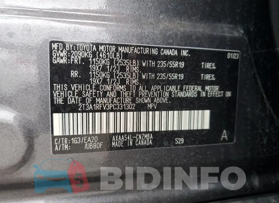 2T3A1RFV3PC331302 Photo# 12