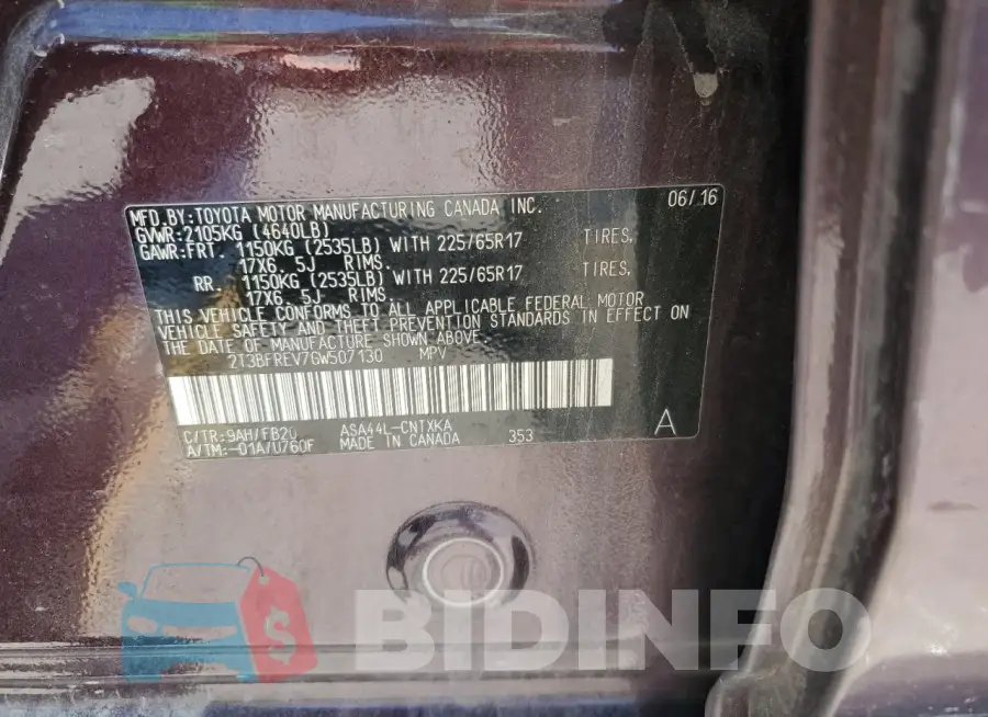 2T3BFREV7GW507130 Photo# 14