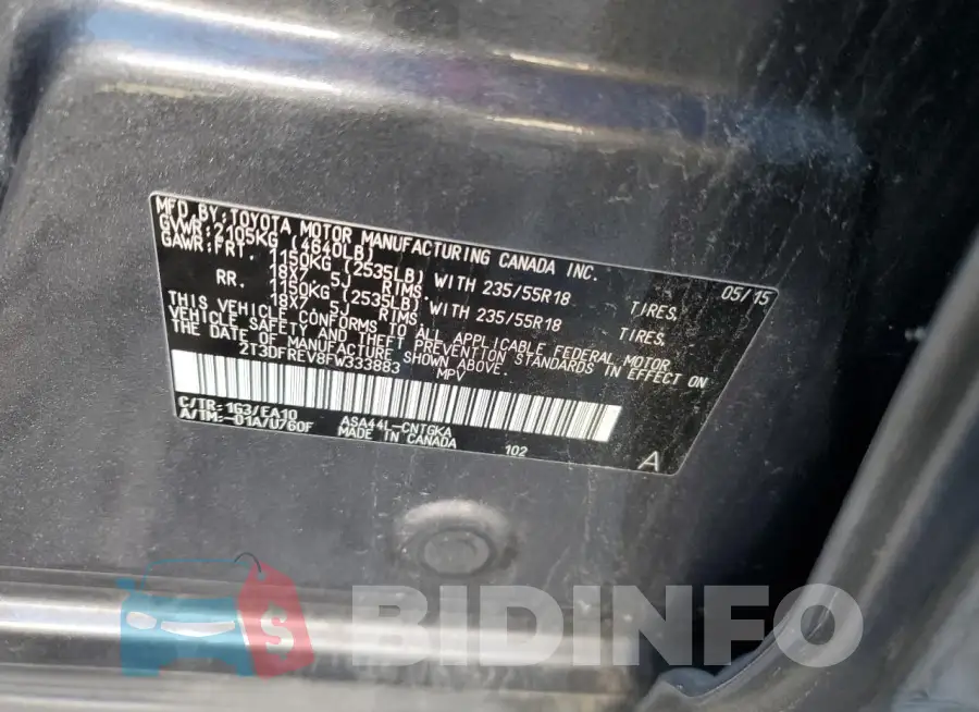 2T3DFREV8FW333883 Photo# 14