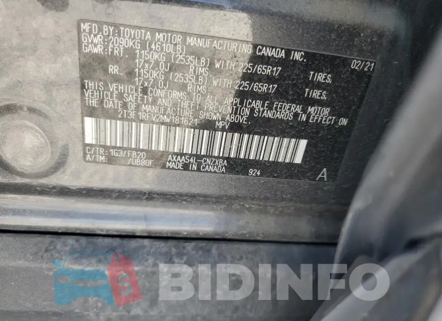 2T3F1RFV2MW181621 Photo# 13