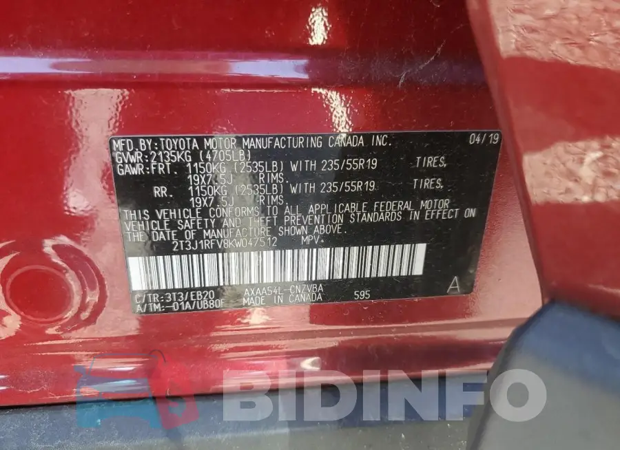 2T3J1RFV8KW047512 Photo# 13