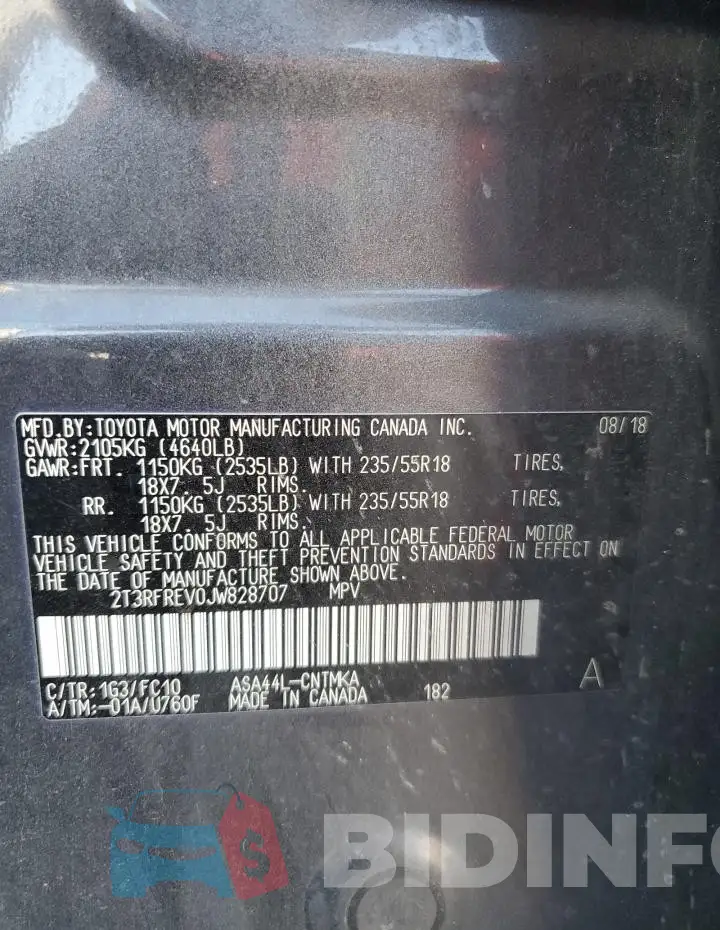 2T3RFREV0JW828707 Photo# 14