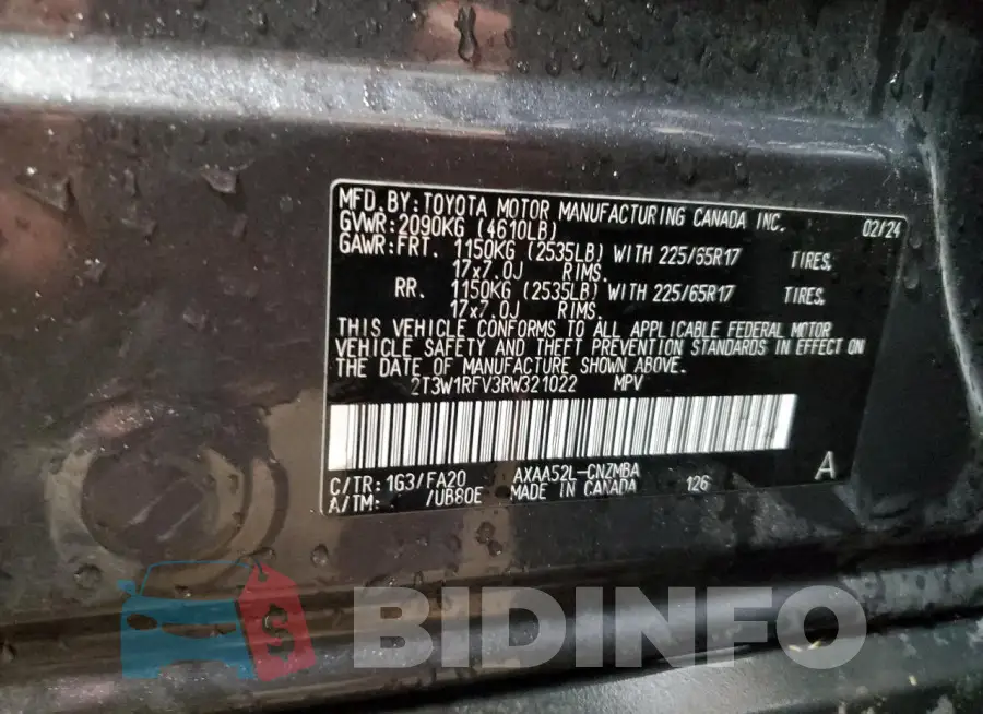 2T3W1RFV3RW321022 Photo# 13