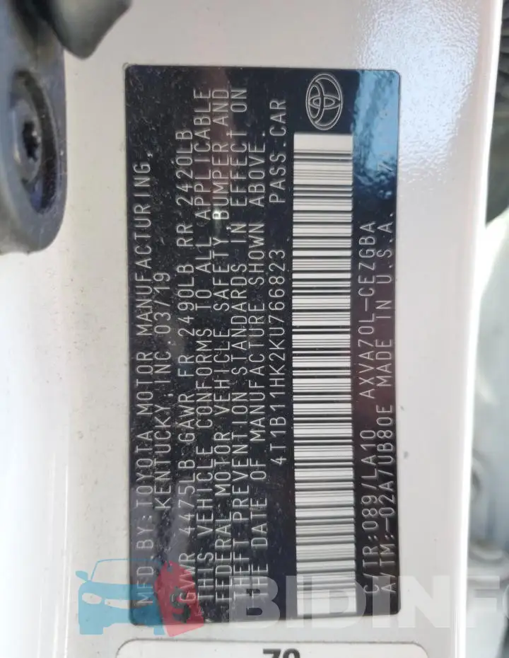 4T1B11HK2KU766823 Photo# 12