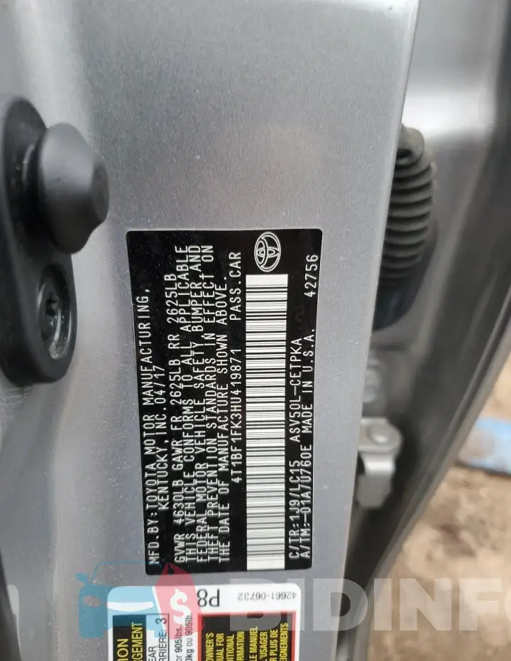 4T1BF1FK3HU419871 Photo# 12