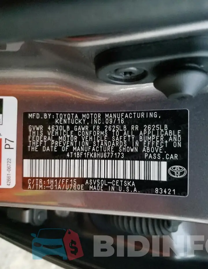 4T1BF1FK8HU677173 Photo# 13