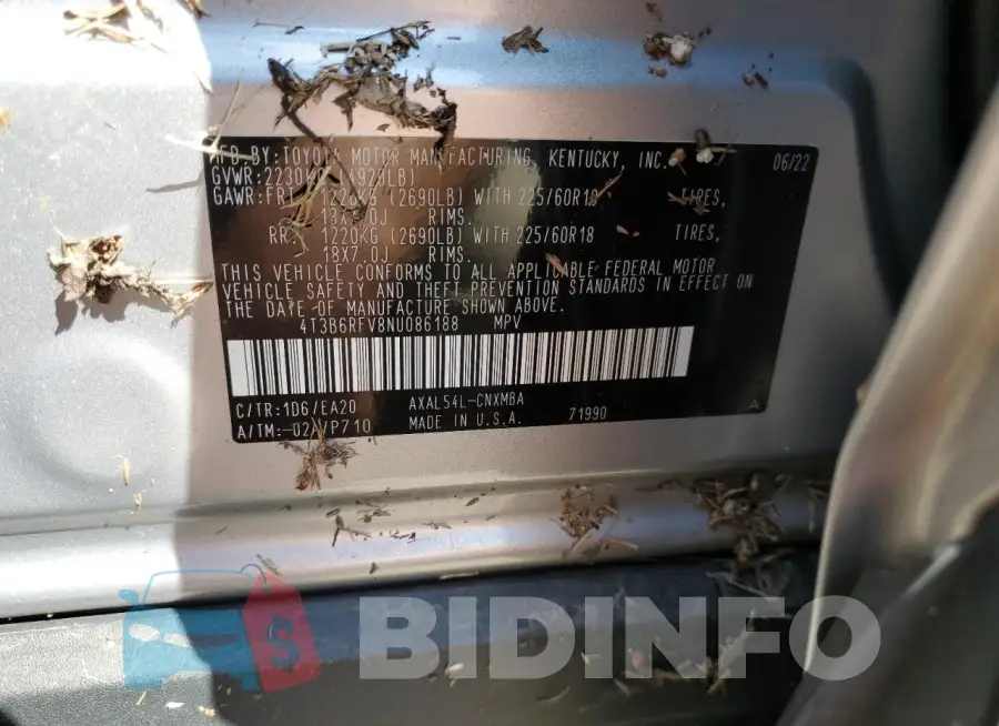 4T3B6RFV8NU086188 Photo# 14