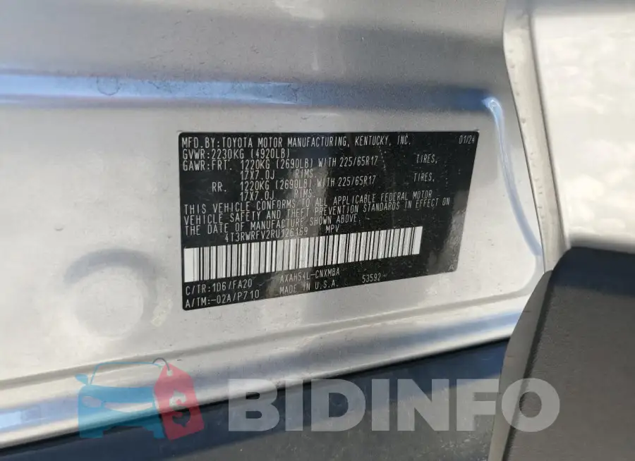 4T3RWRFV2RU126169 Photo# 14