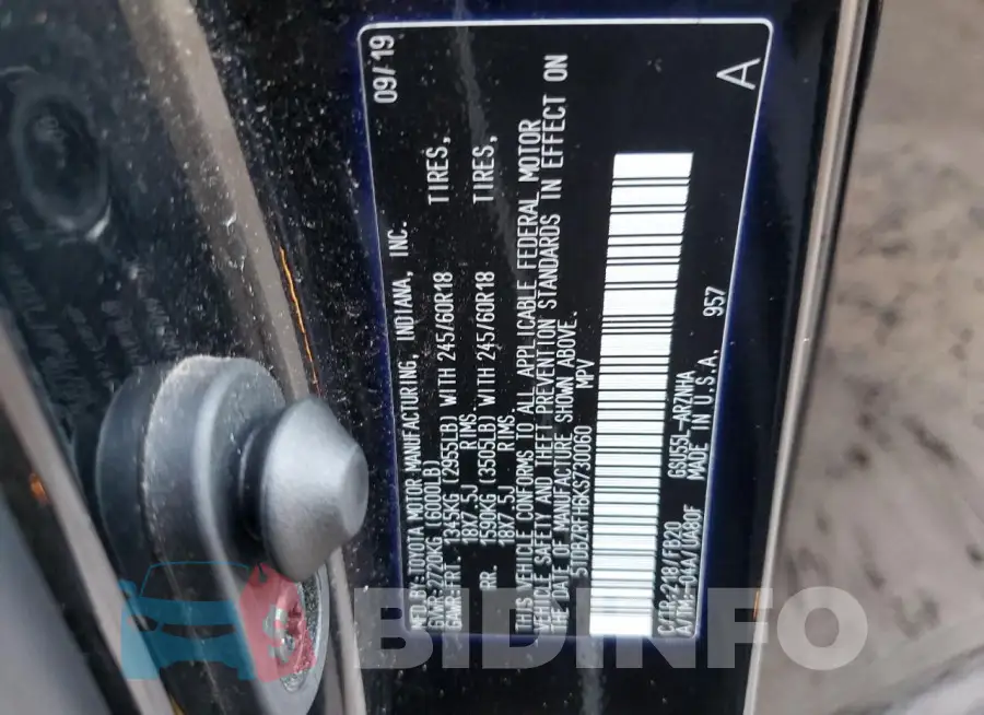 5TDBZRFH6KS730060 Photo# 13