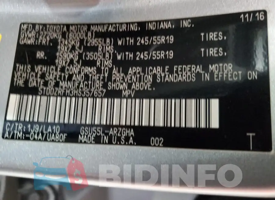 5TDDZRFH3HS357657 Photo# 13