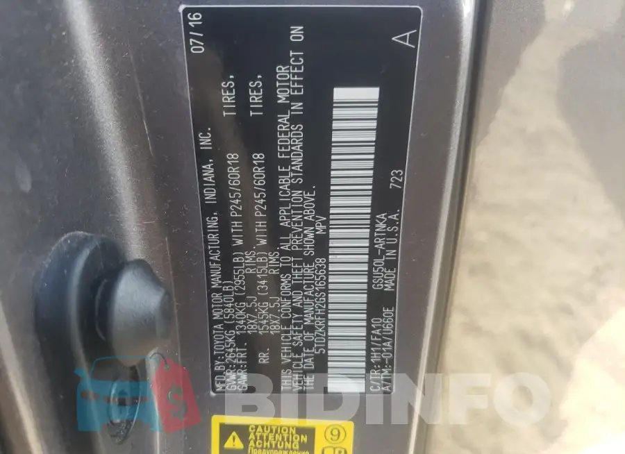 5TDZKRFH2GS165638 Photo# 13