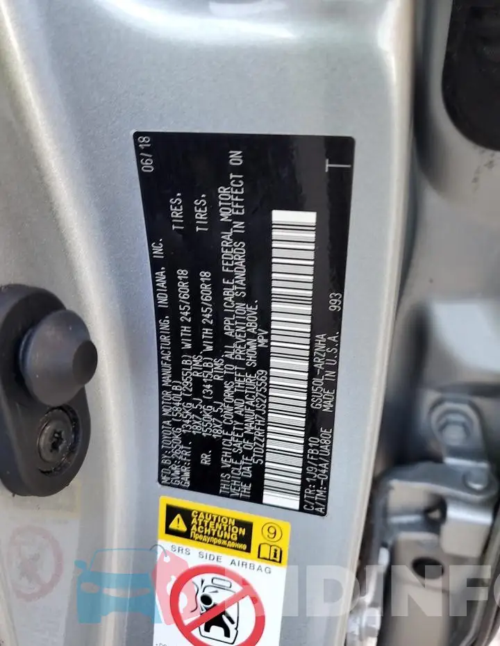 5TDZZRFH7JS275569 Photo# 13