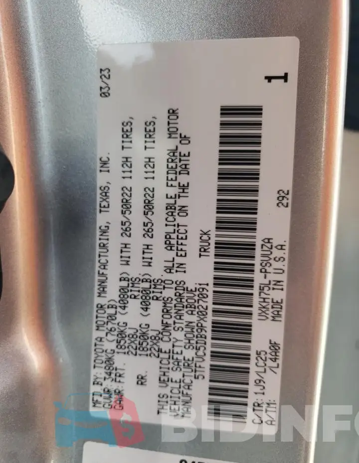 5TFVC5DB9PX027091 Photo# 13