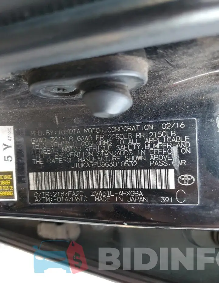 JTDKARFU8G3010532 Photo# 13
