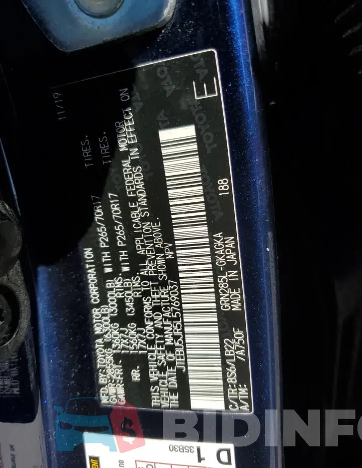 JTEBU5JR5L5769037 Photo# 13