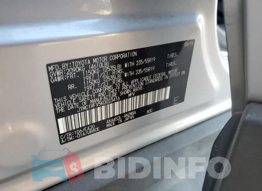 JTMC1RFV5KD023416 Photo# 14