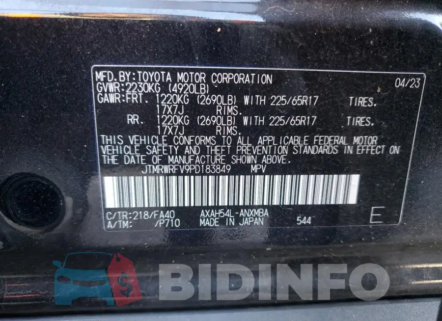 JTMRWRFV9PD183849 Photo# 14
