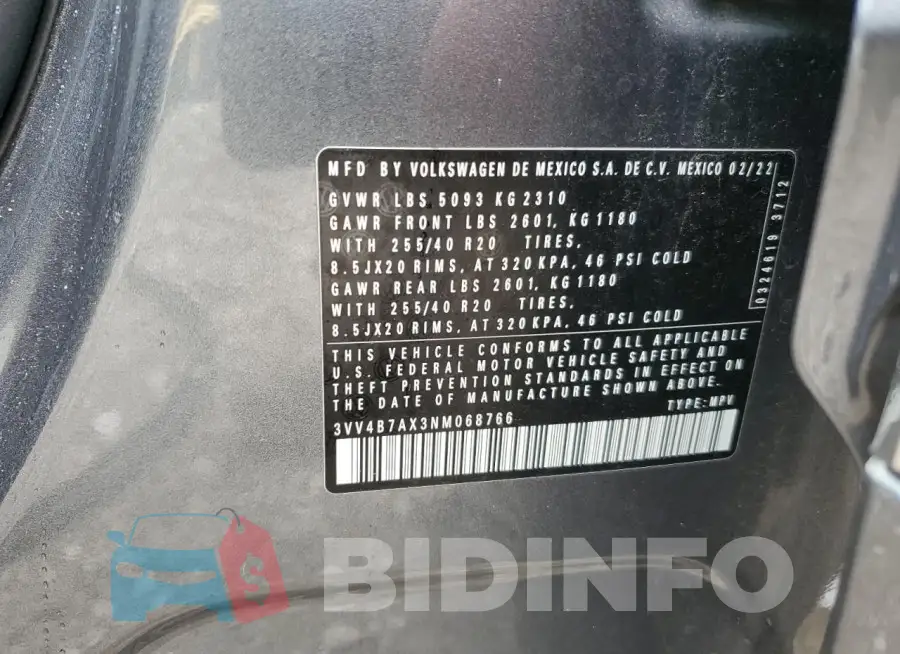 3VV4B7AX3NM068766 Photo# 13