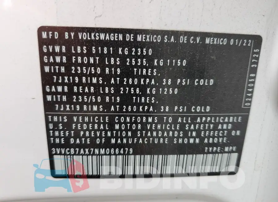 3VVCB7AX7NM066479 Photo# 14