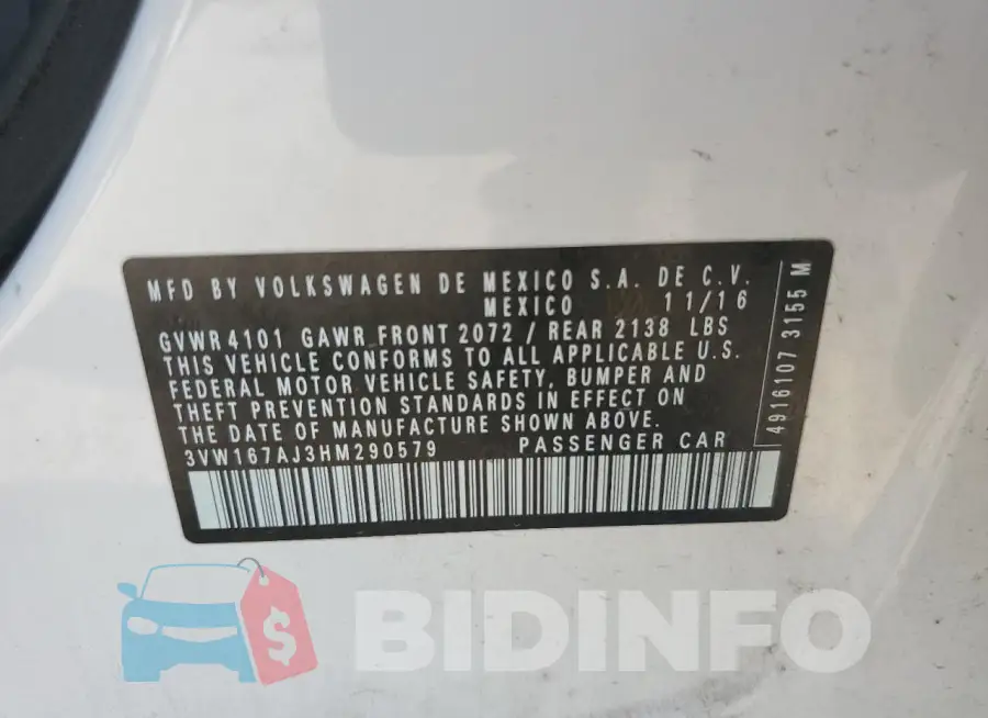 3VW167AJ3HM290579 Photo# 12