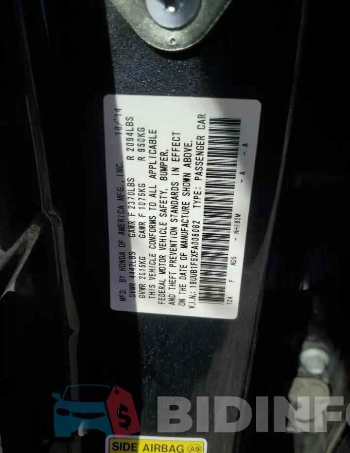 19UUB1F5XFA008082 Photo# 12