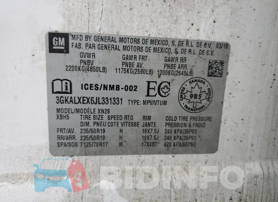 3GKALXEX6JL331331 Photo# 13