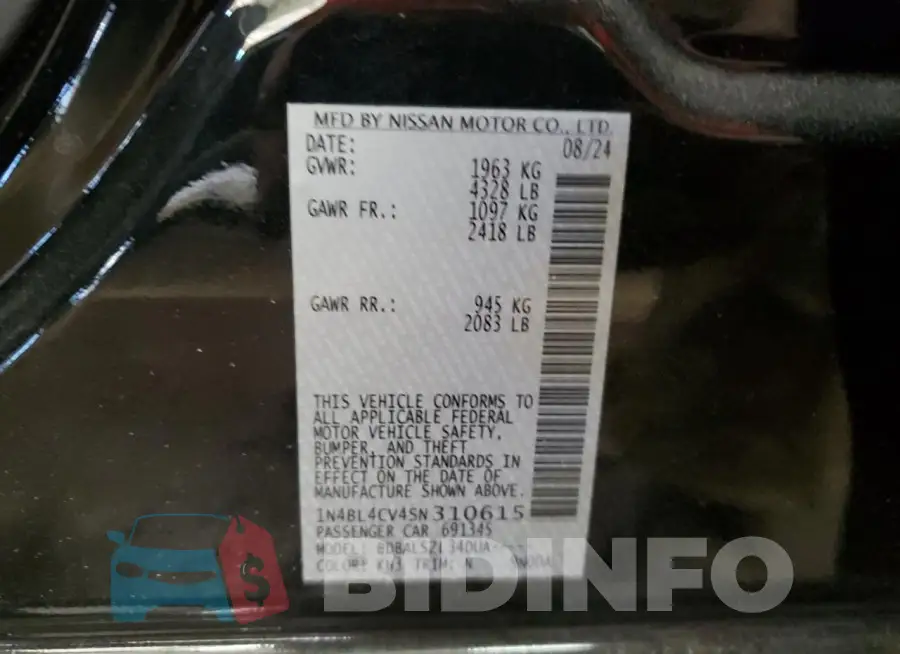 1N4BL4CV4SN310615 Photo# 12