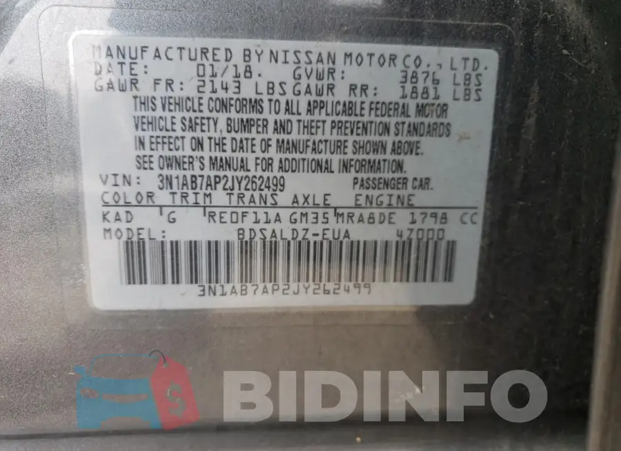 3N1AB7AP2JY262499 Photo# 13