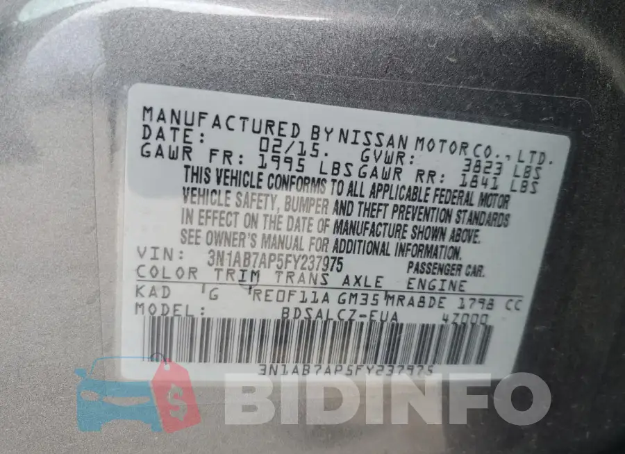 3N1AB7AP5FY237975 Photo# 12