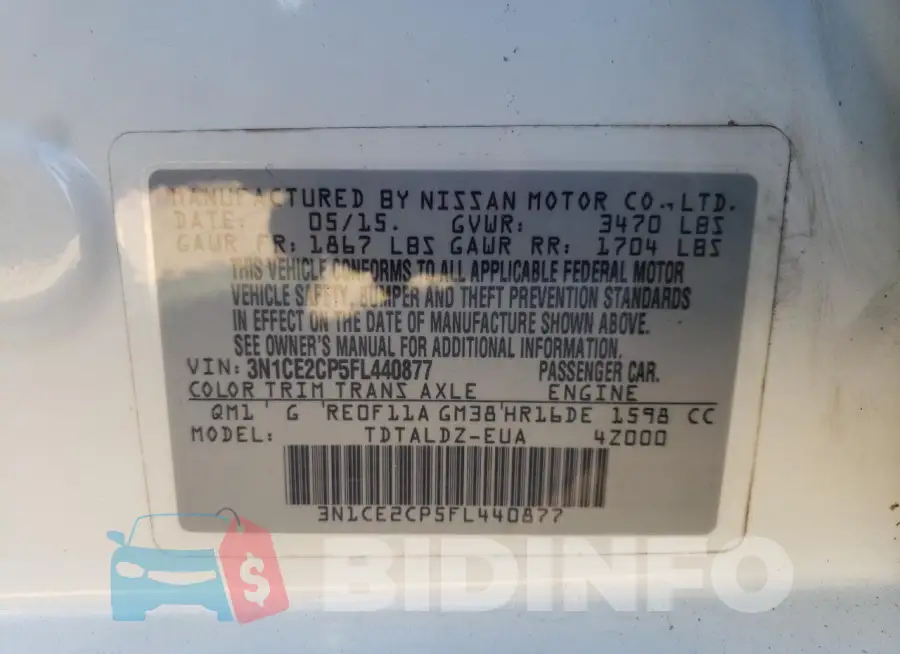 3N1CE2CP5FL440877 Photo# 12