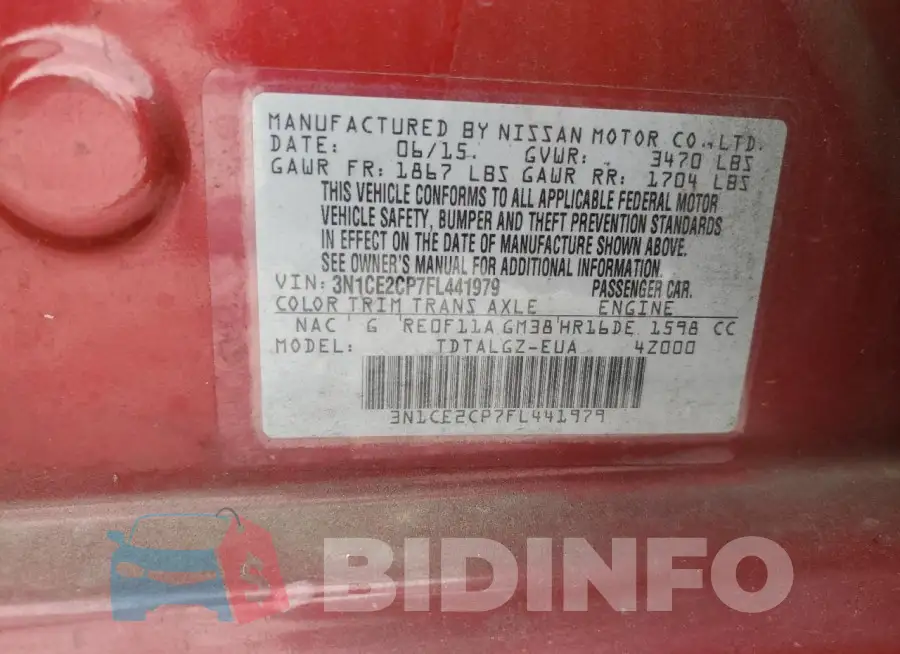 3N1CE2CP7FL441979 Photo# 12