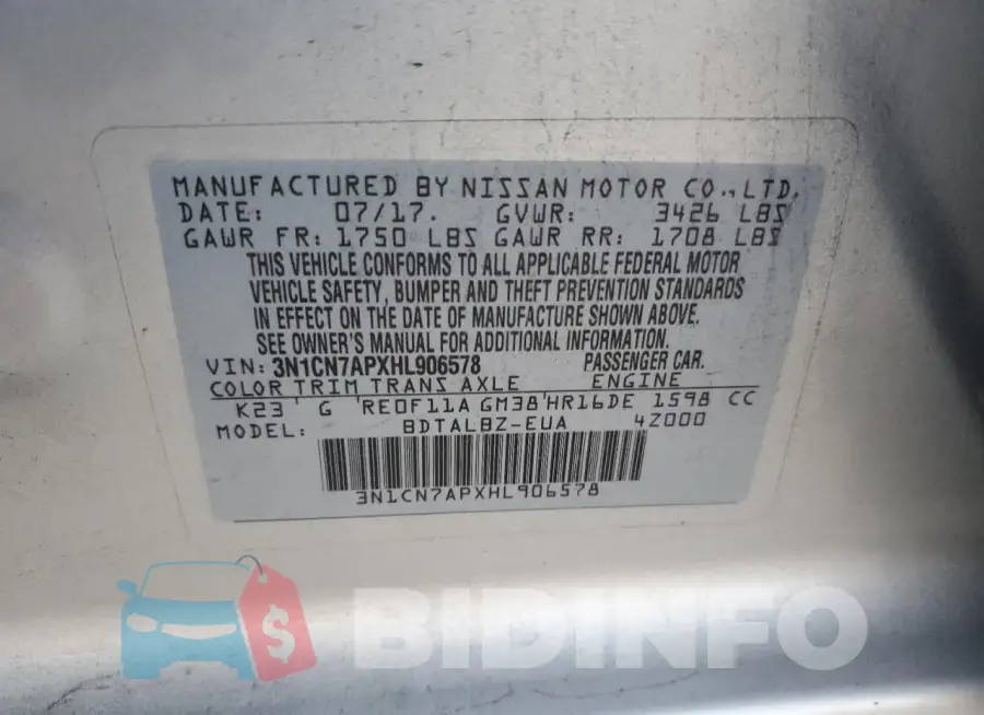 3N1CN7APXHL906578 Photo# 12