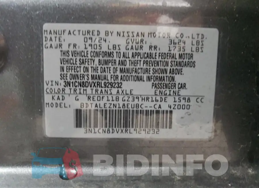 3N1CN8DVXRL929232 Photo# 13