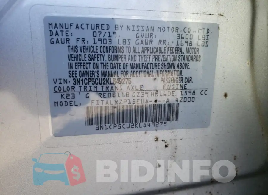 3N1CP5CU2KL549275 Photo# 14