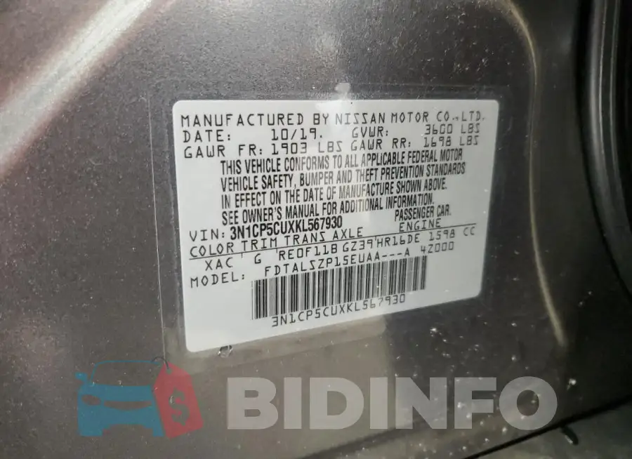 3N1CP5CUXKL567930 Photo# 13