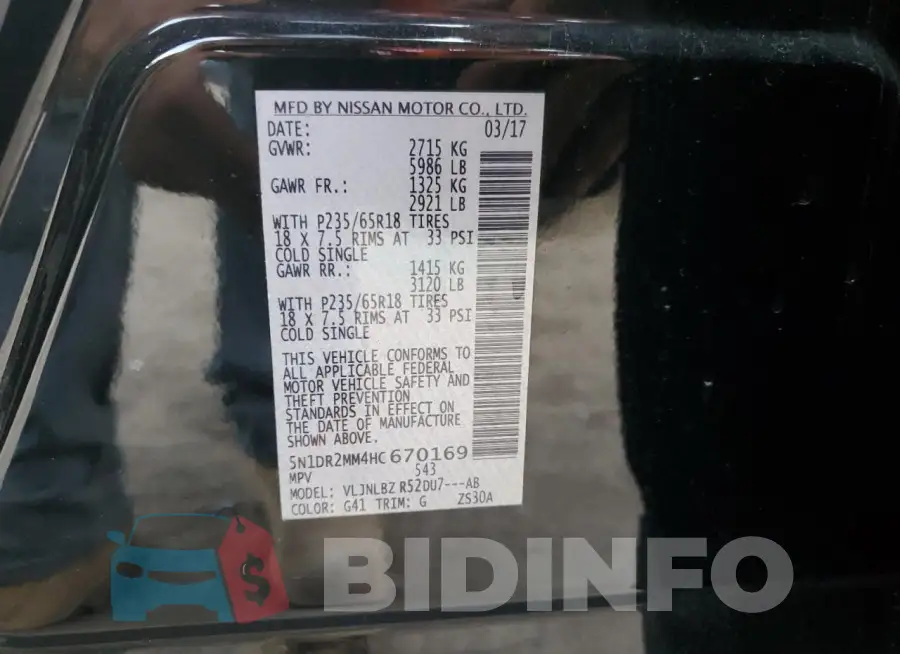 5N1DR2MM4HC670169 Photo# 13