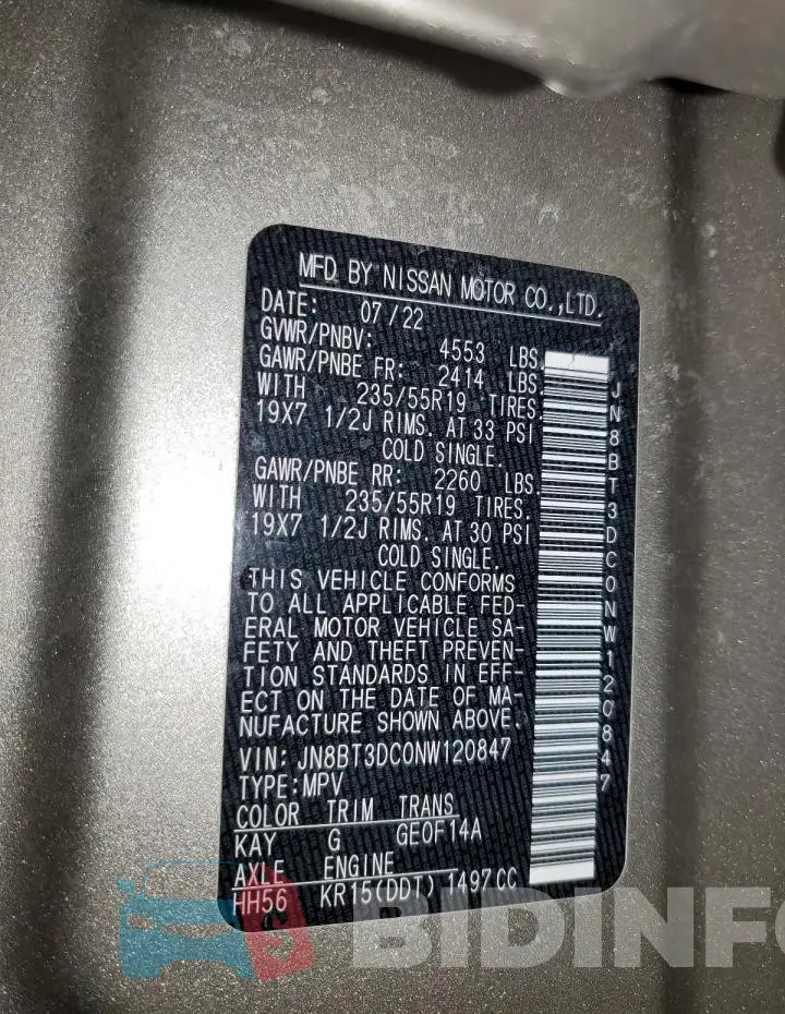 JN8BT3DC0NW120847 Photo# 13