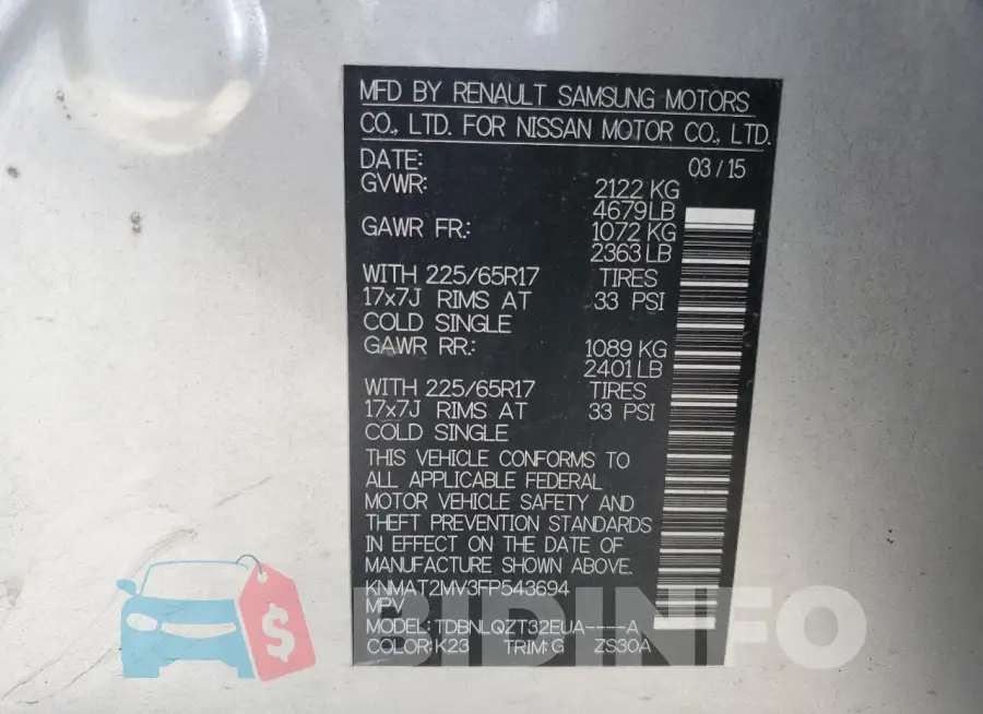 KNMAT2MV3FP543694 Photo# 13