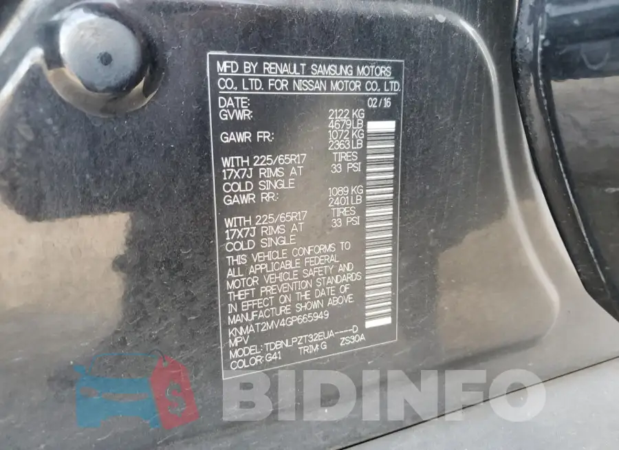 KNMAT2MV4GP665949 Photo# 14