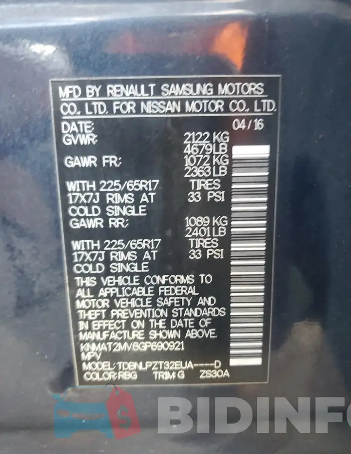 KNMAT2MV8GP690921 Photo# 13