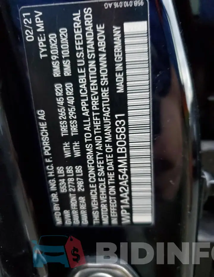 WP1AA2A54MLB05831 Photo# 13