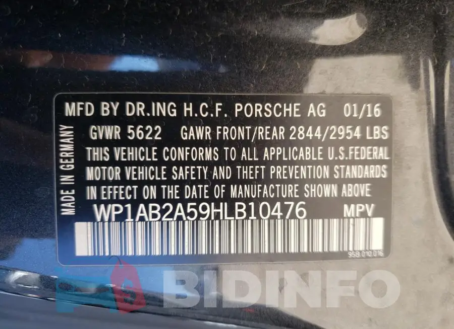 WP1AB2A59HLB10476 Photo# 13
