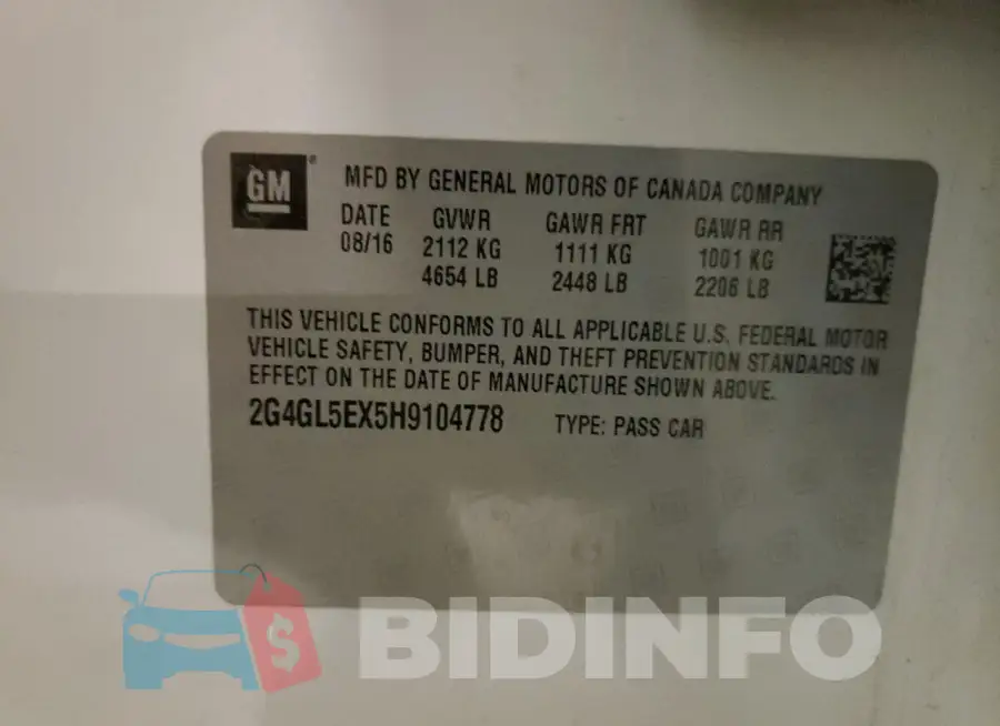 2G4GL5EX5H9104778 Photo# 10